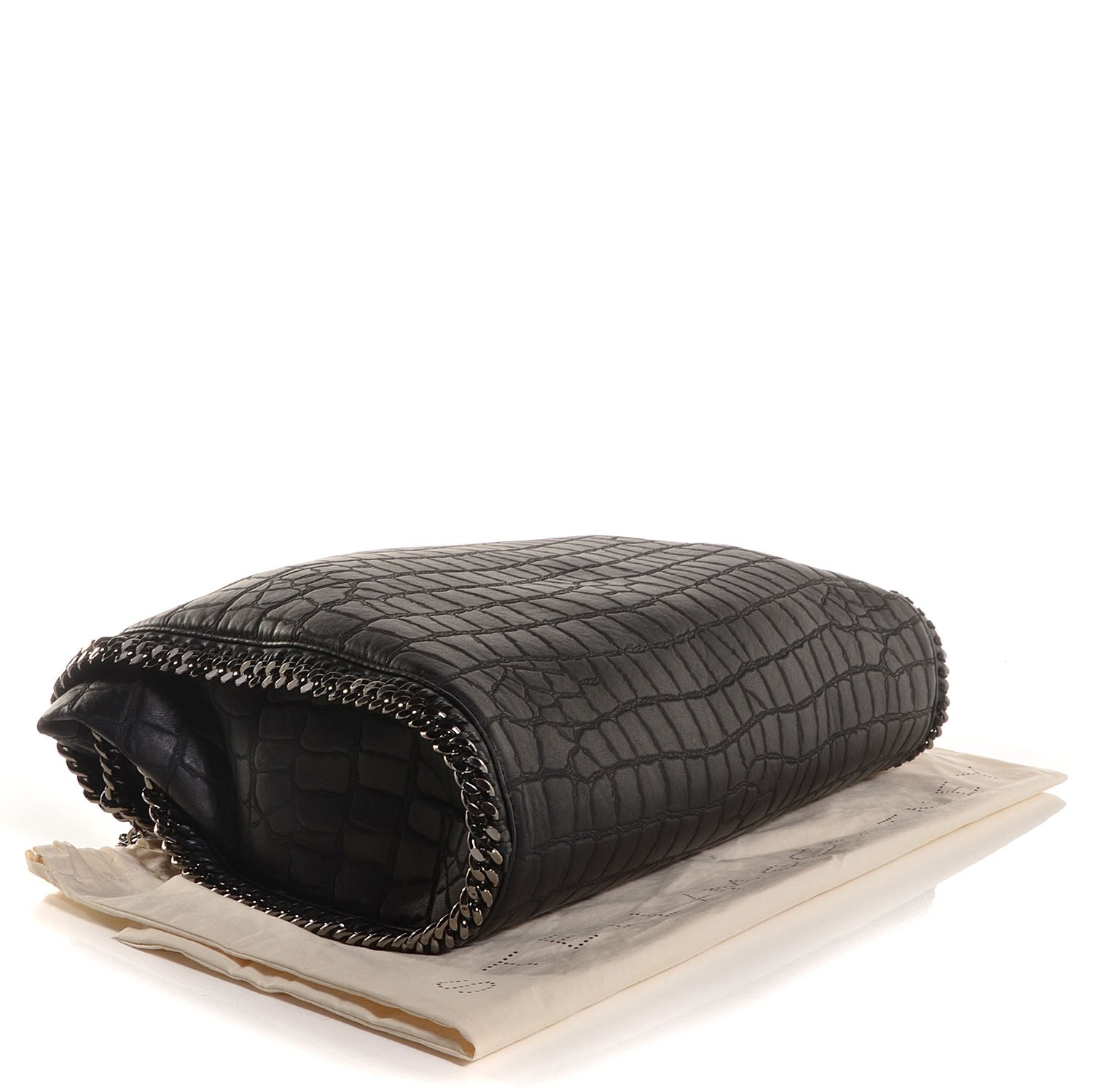 Stella McCartney Embossed Croc Faux Leather Large Falabella Black 4 of 13