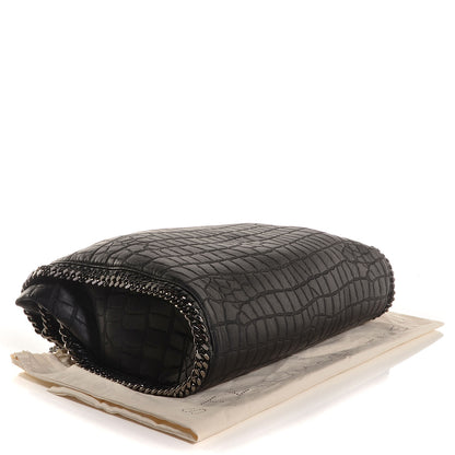 Stella McCartney Embossed Croc Faux Leather Large Falabella Black 4 of 13