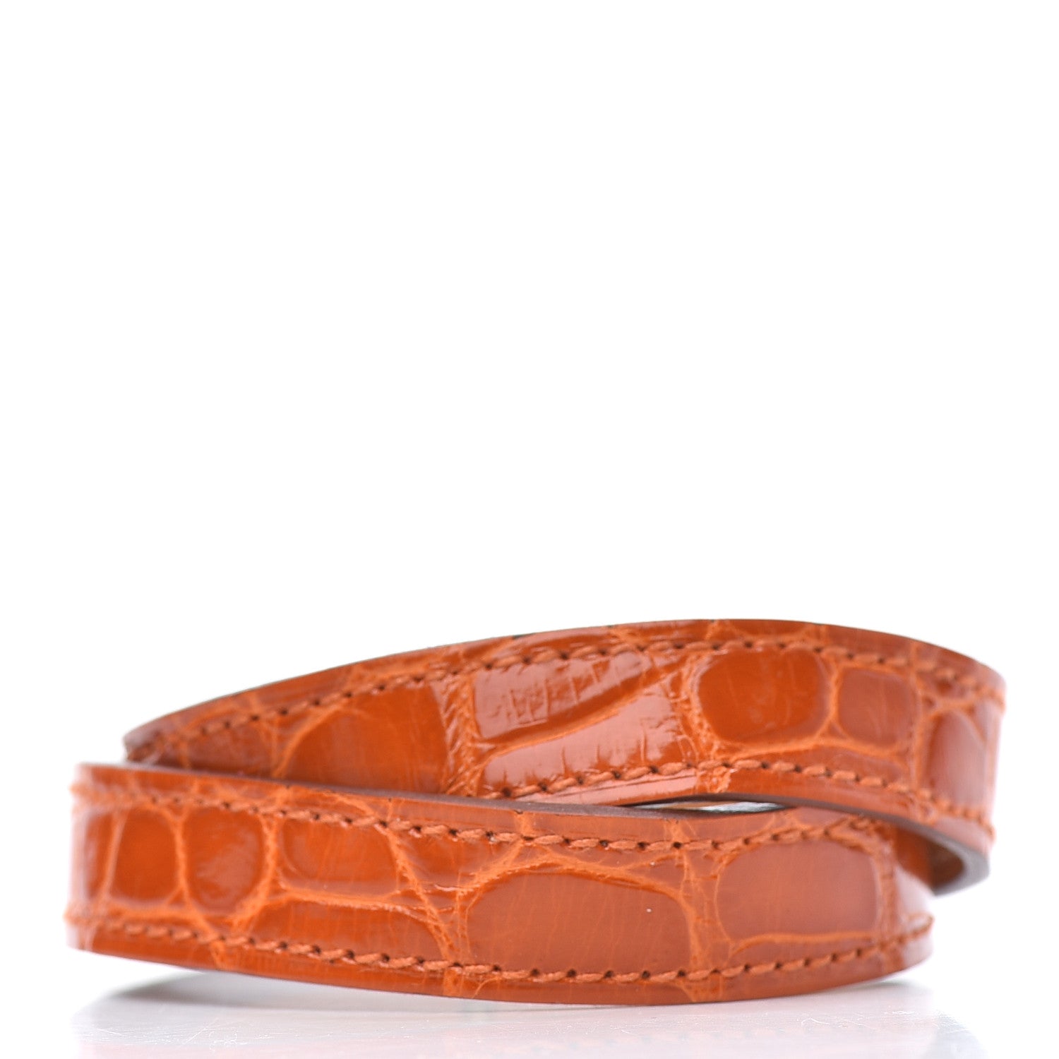 Hermes Shiny Alligator Kelly Double Tour Bracelet S Orange 3 of 5