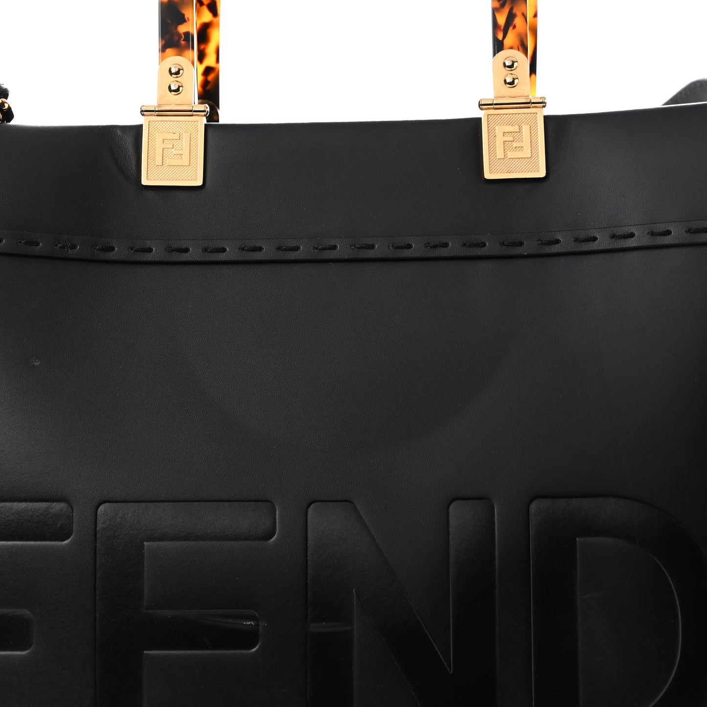 Vitello King Plexiglass Medium Fendi Sunshine Shopper Tote Black