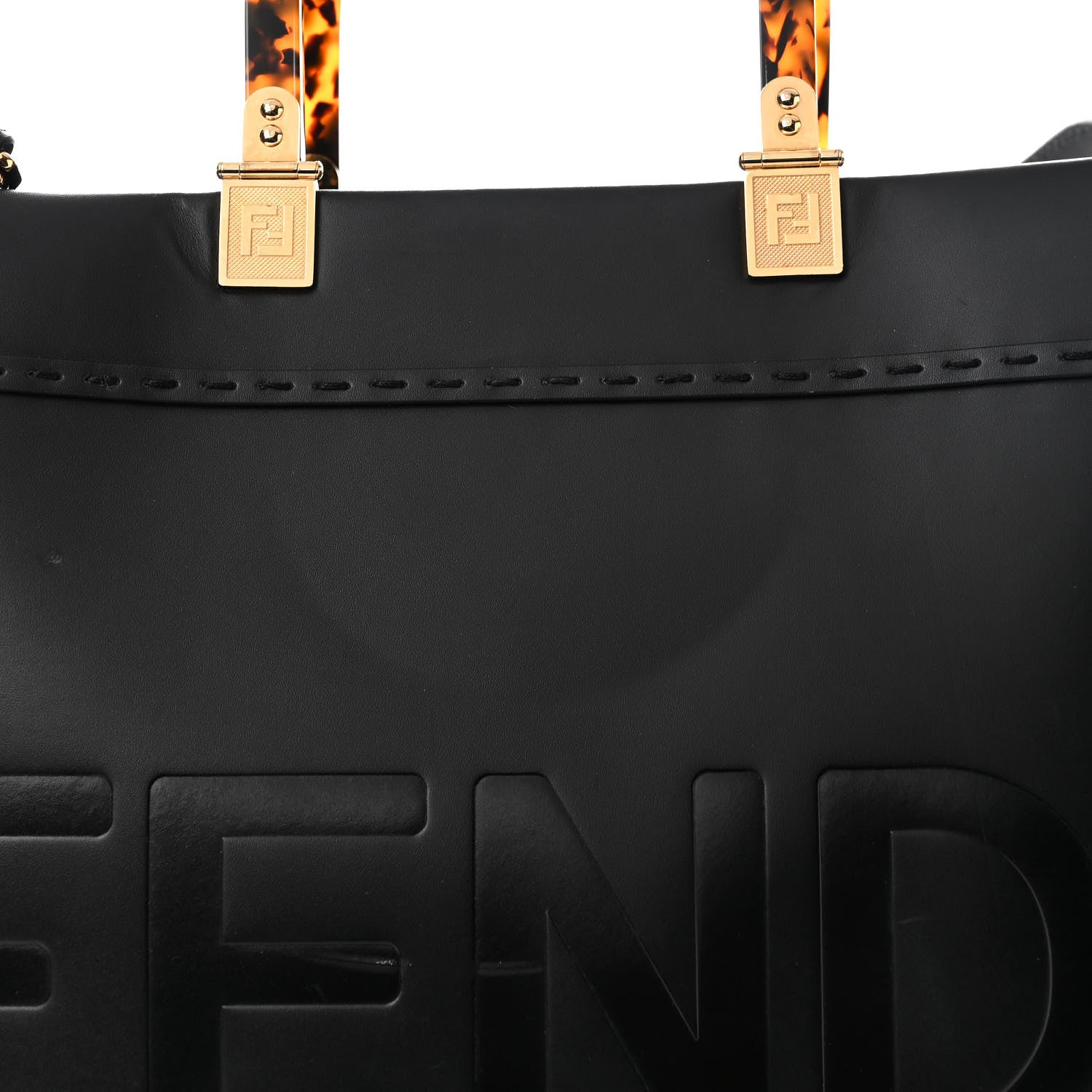 Fendi Vitello King Plexiglass Medium Fendi Sunshine Shopper Tote Black 9 of 13