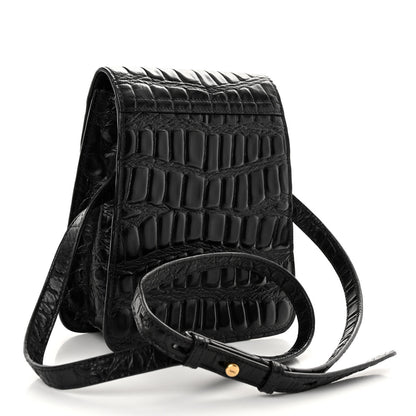 Saint Laurent Calfskin Embossed Crocodile North South Kaia Satchel Black 3 of 15