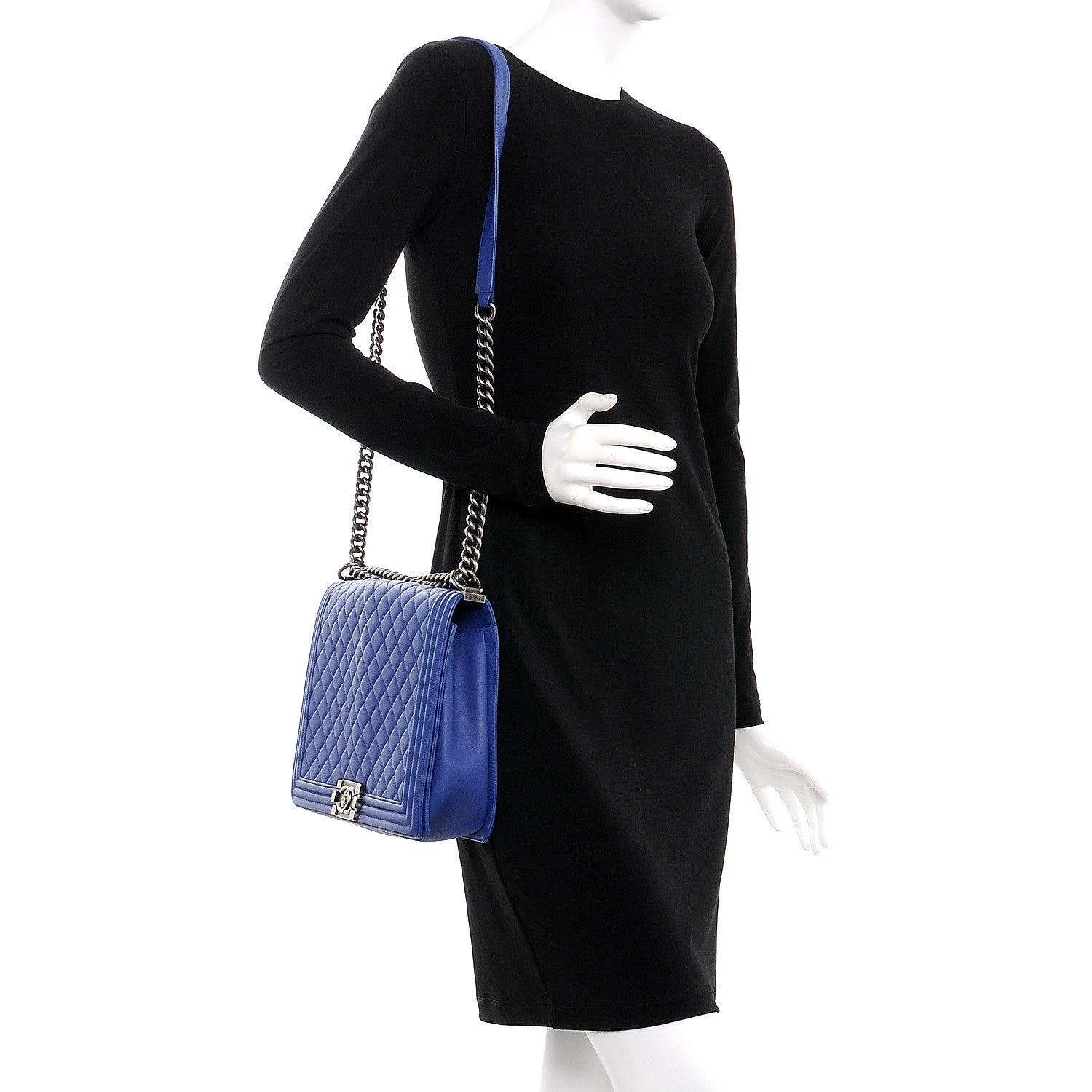 Chanel Calfskin Quilted Large Boy Flap Blue 2 of 9