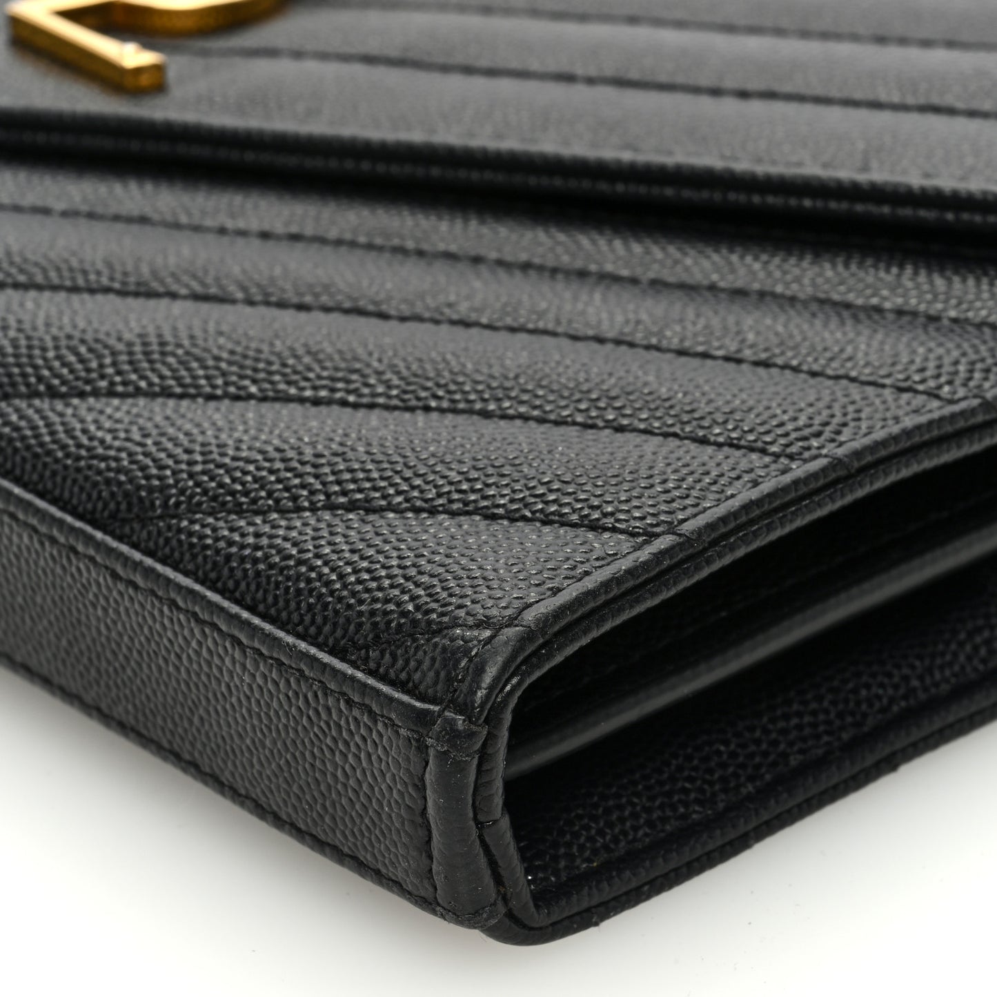 Grain De Poudre Matelasse Chevron Monogram Chain Wallet Black