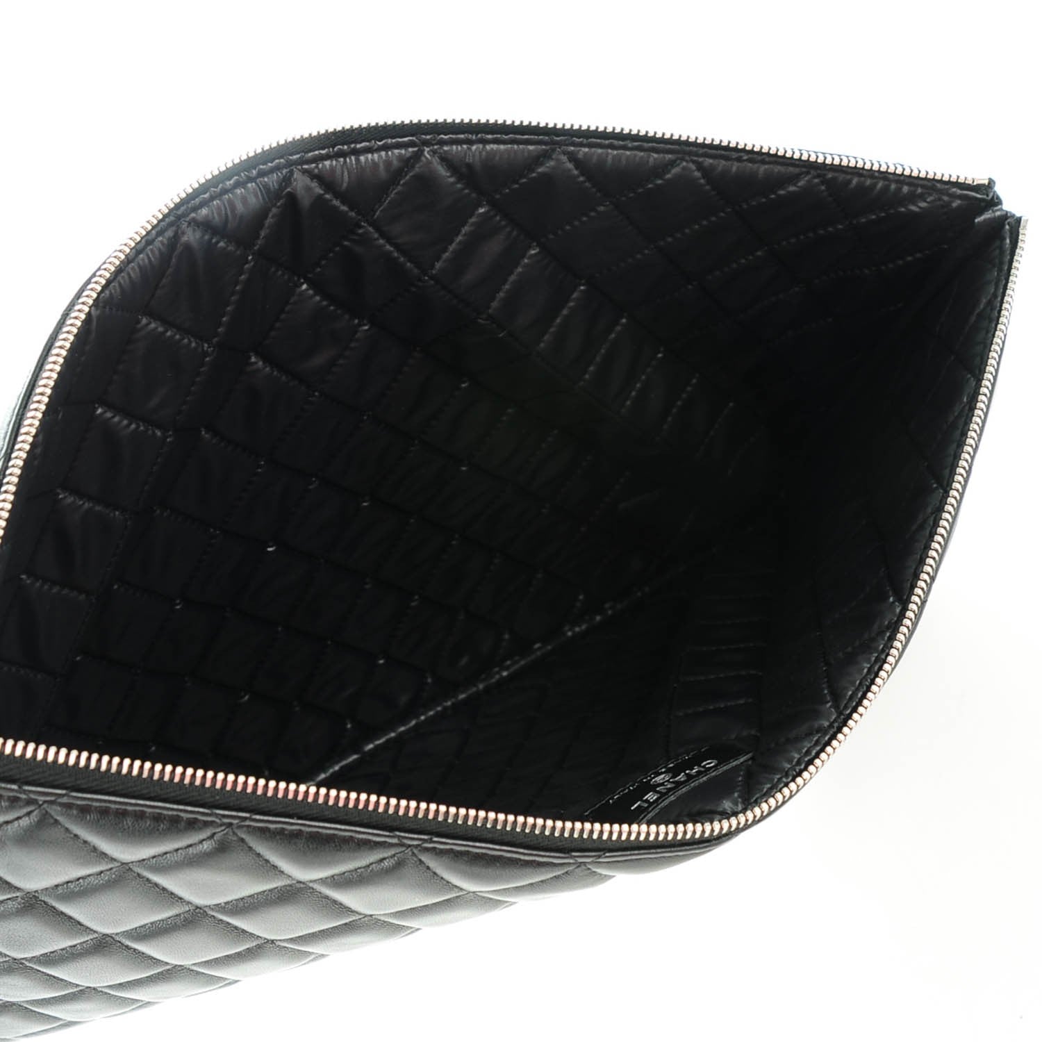 Chanel Lambskin Quilted Large Cosmetic Case Black 5 of 7