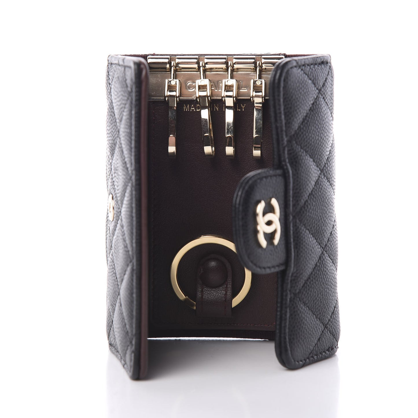 Caviar Quilted Classic 4 Key Holder Wallet Black