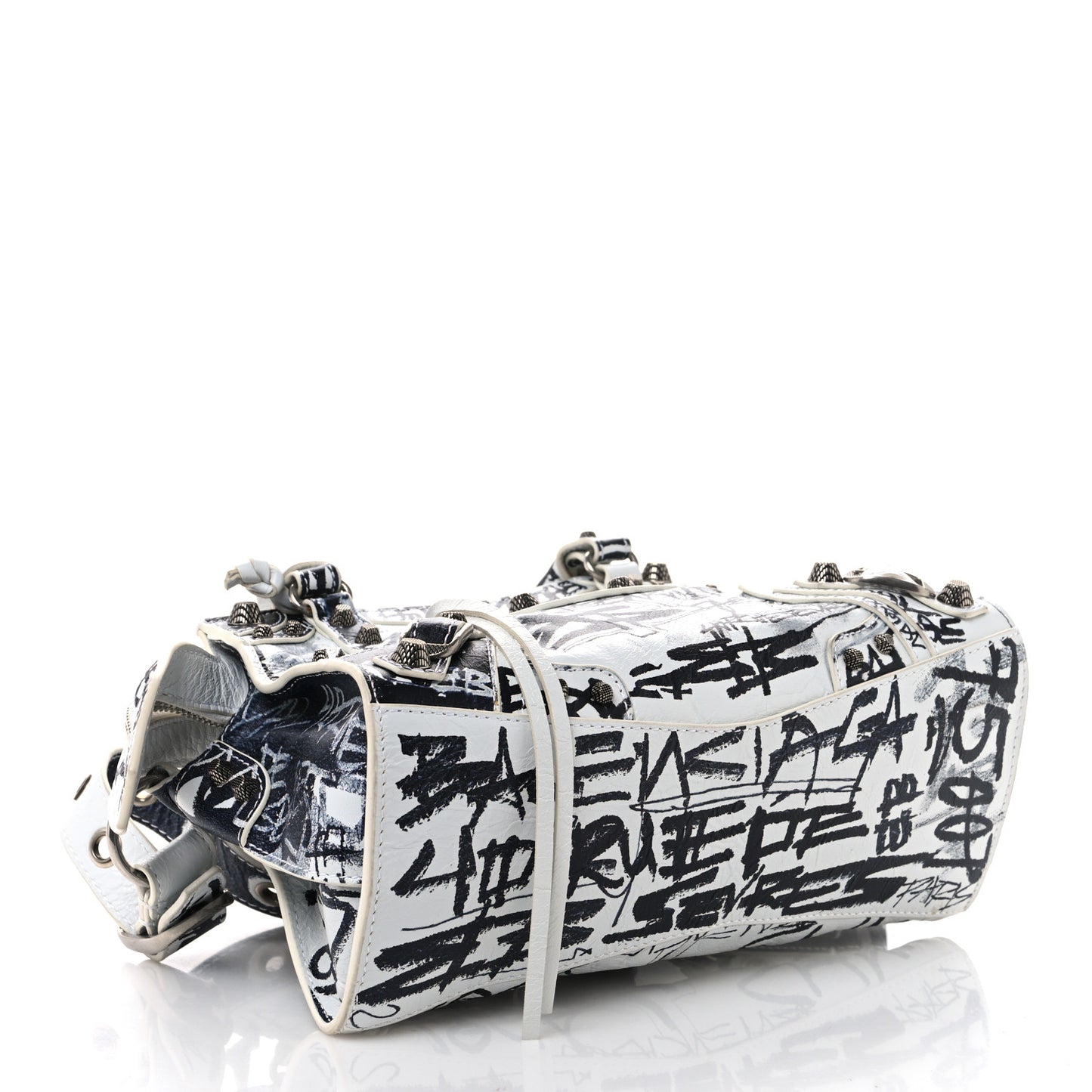 Agneau Arena Graffiti Neo Cagole Handbag XS White Black