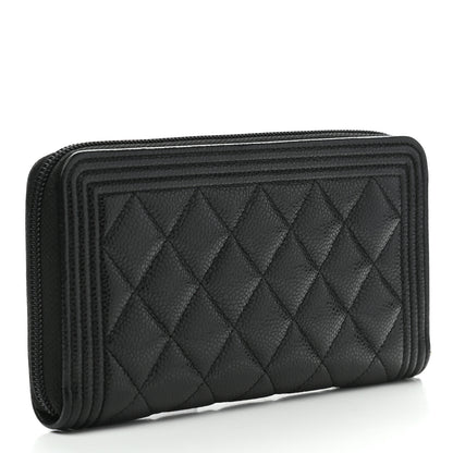 Chanel Caviar Quilted Boy Long Zip Around Wallet Black 3 of 8