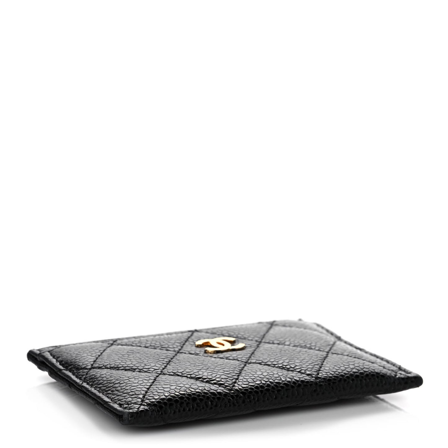 Caviar Quilted Card Holder Black