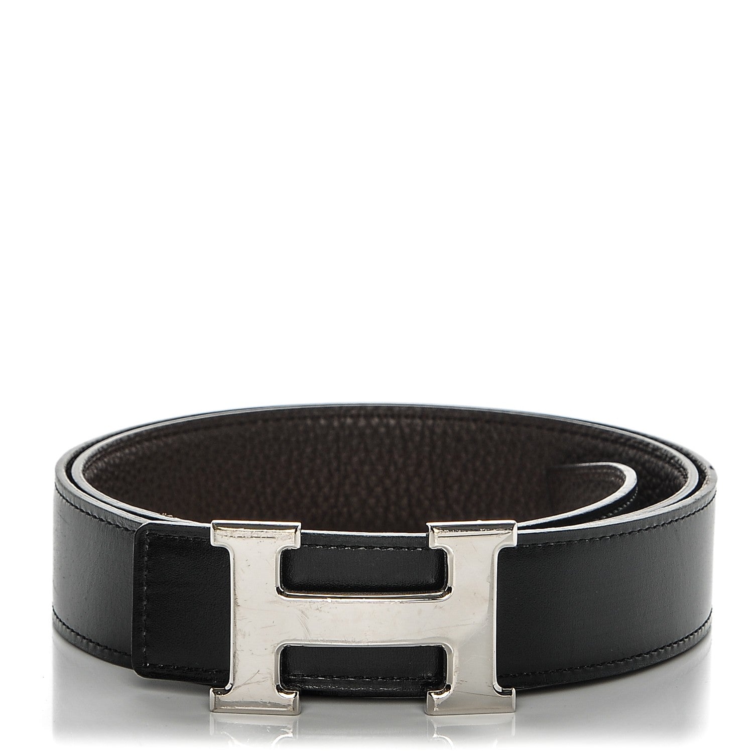 Hermes Box Togo 32mm H Belt 90 Black Chocolate 1 of 8