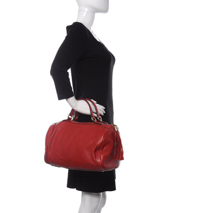 Gucci Pebbled Calfskin Medium Soho Boston Red 2 of 15