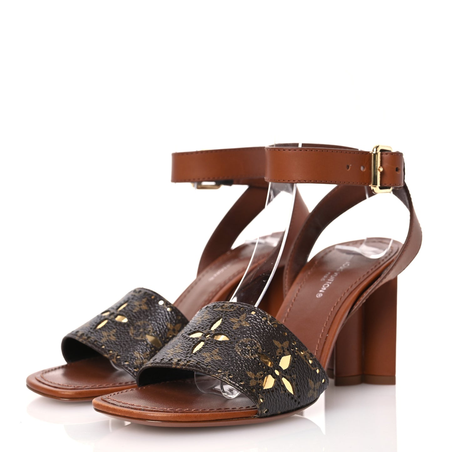 Calfskin Perforated Monogram Silhouette Sandals 35 Gold