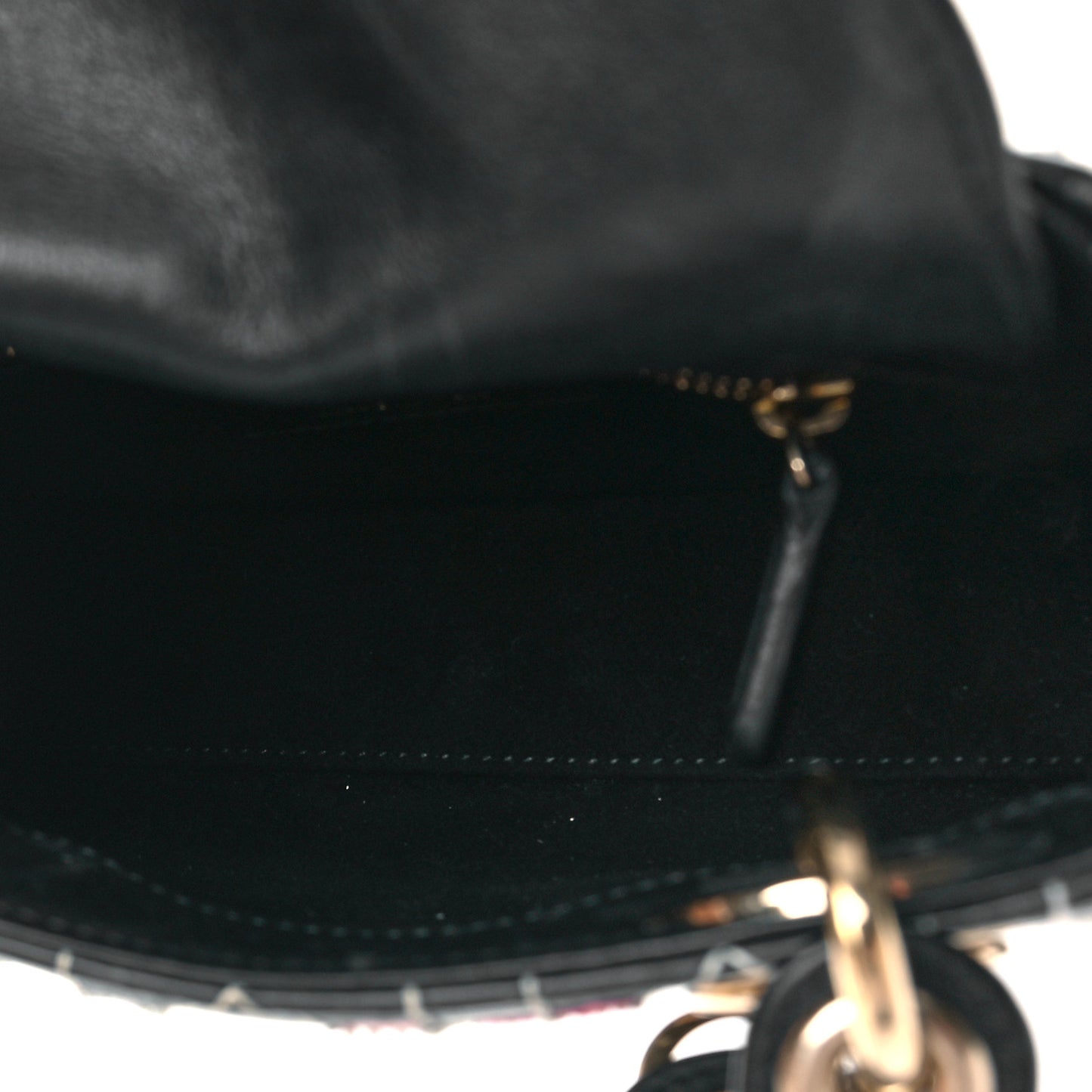 Calfskin Cannage Embroidered Beaded Mini Lady Dior Black Multicolor