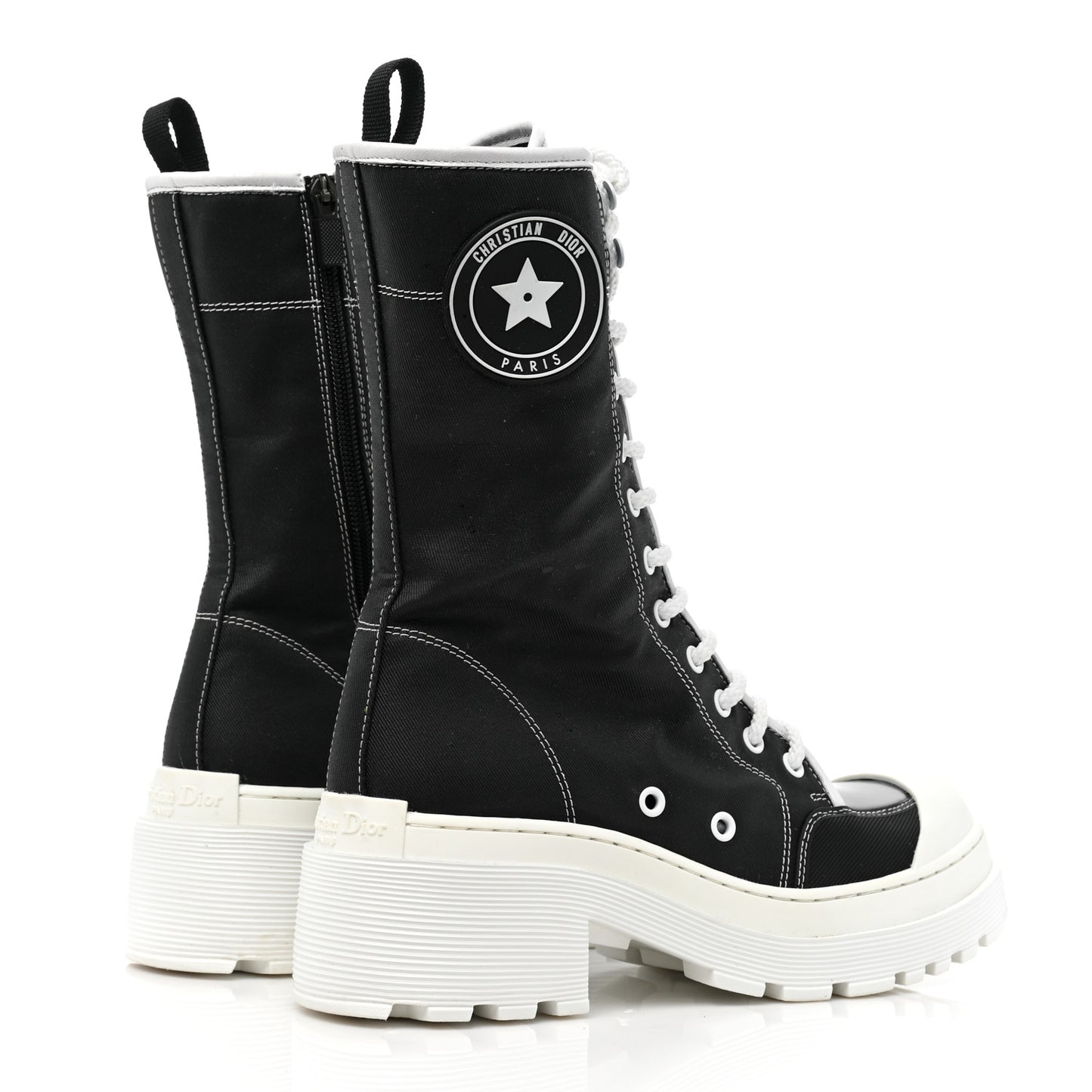 Technical Fabric Calfskin Womens D-Rise 35mm Tall Boots 37 Black White