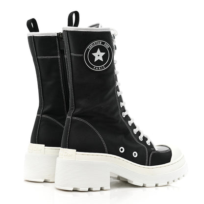 Christian Dior Technical Fabric Calfskin Womens D-Rise 35mm Tall Boots 37 Black White 4 of 7