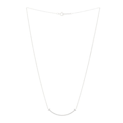 Tiffany 18K White Gold Diamond Small T Smile Pendant Necklace 3 of 4