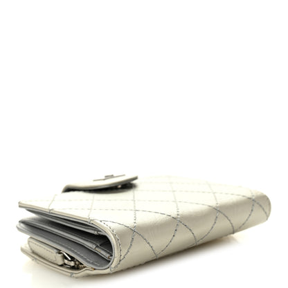 Chanel Metallic Aged Calfskin Stitched Reissue Compact Wallet  Silver 4 of 7