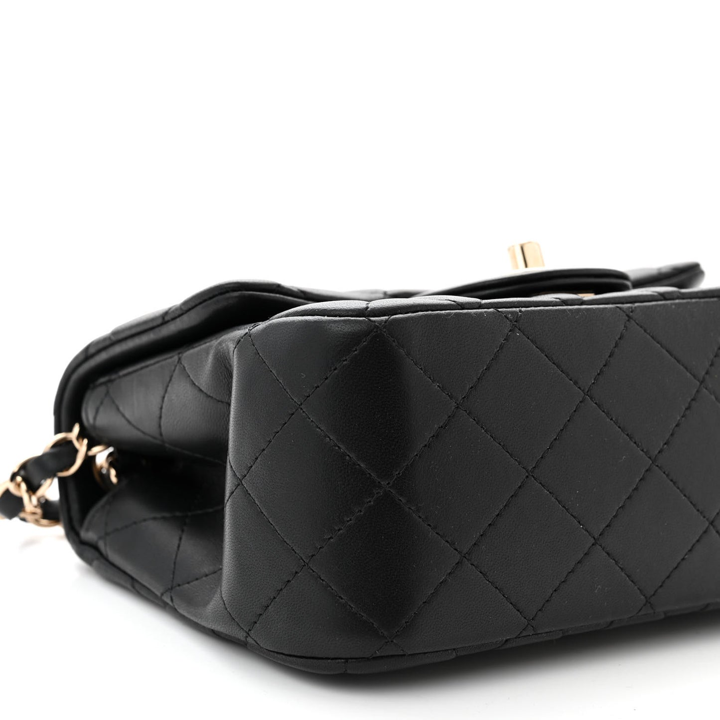 Lambskin Quilted Mini Square Flap Black