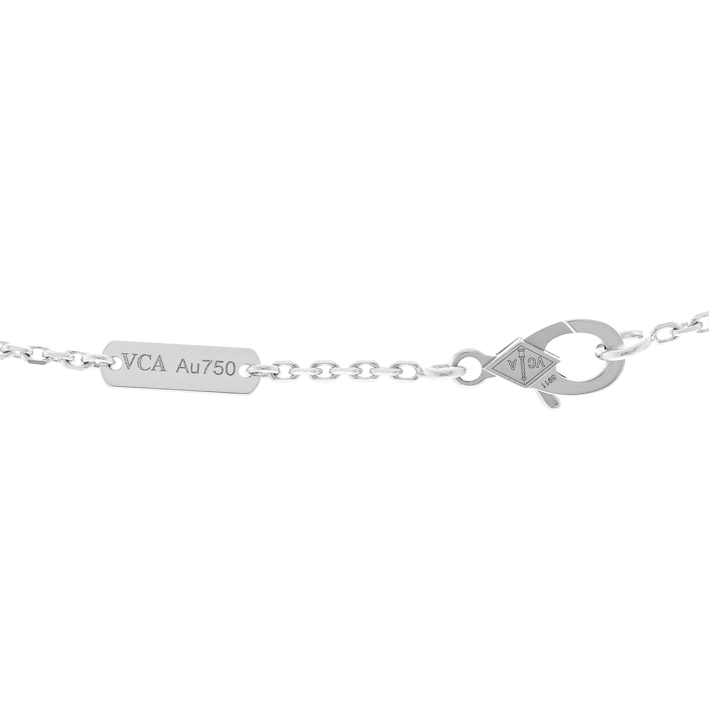 18k White Gold Chalcedony Vintage Alhambra Pendant Necklace