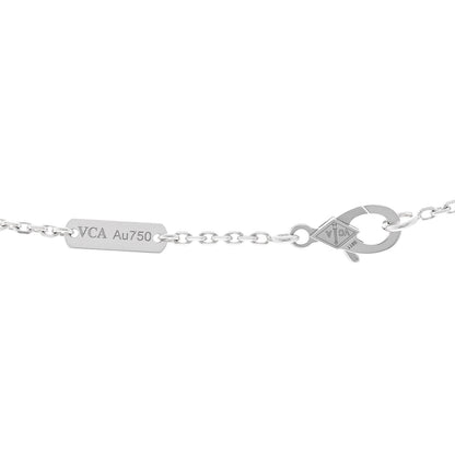 Van Cleef & Arpels 18k White Gold Chalcedony Vintage Alhambra Pendant Necklace 4 of 5
