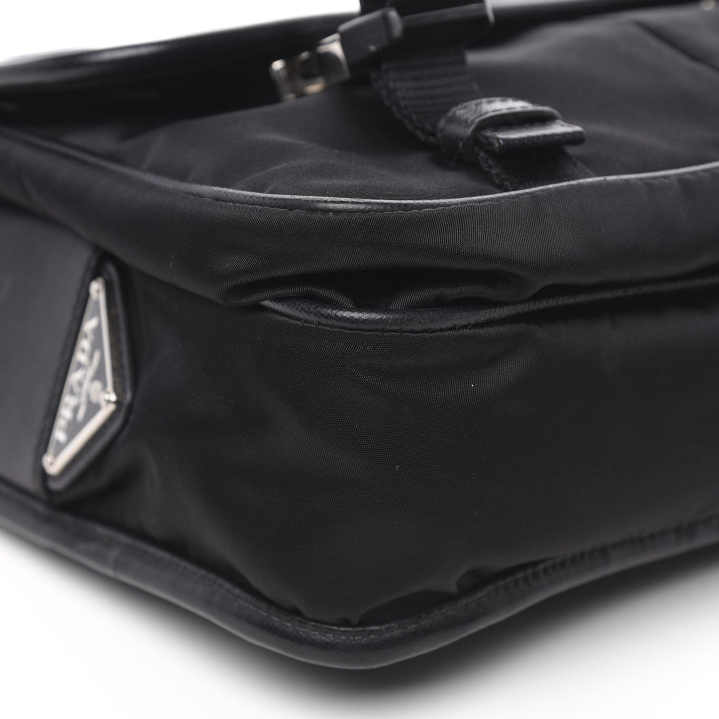 Tessuto Nylon Saffiano Logo Messenger Bag Black