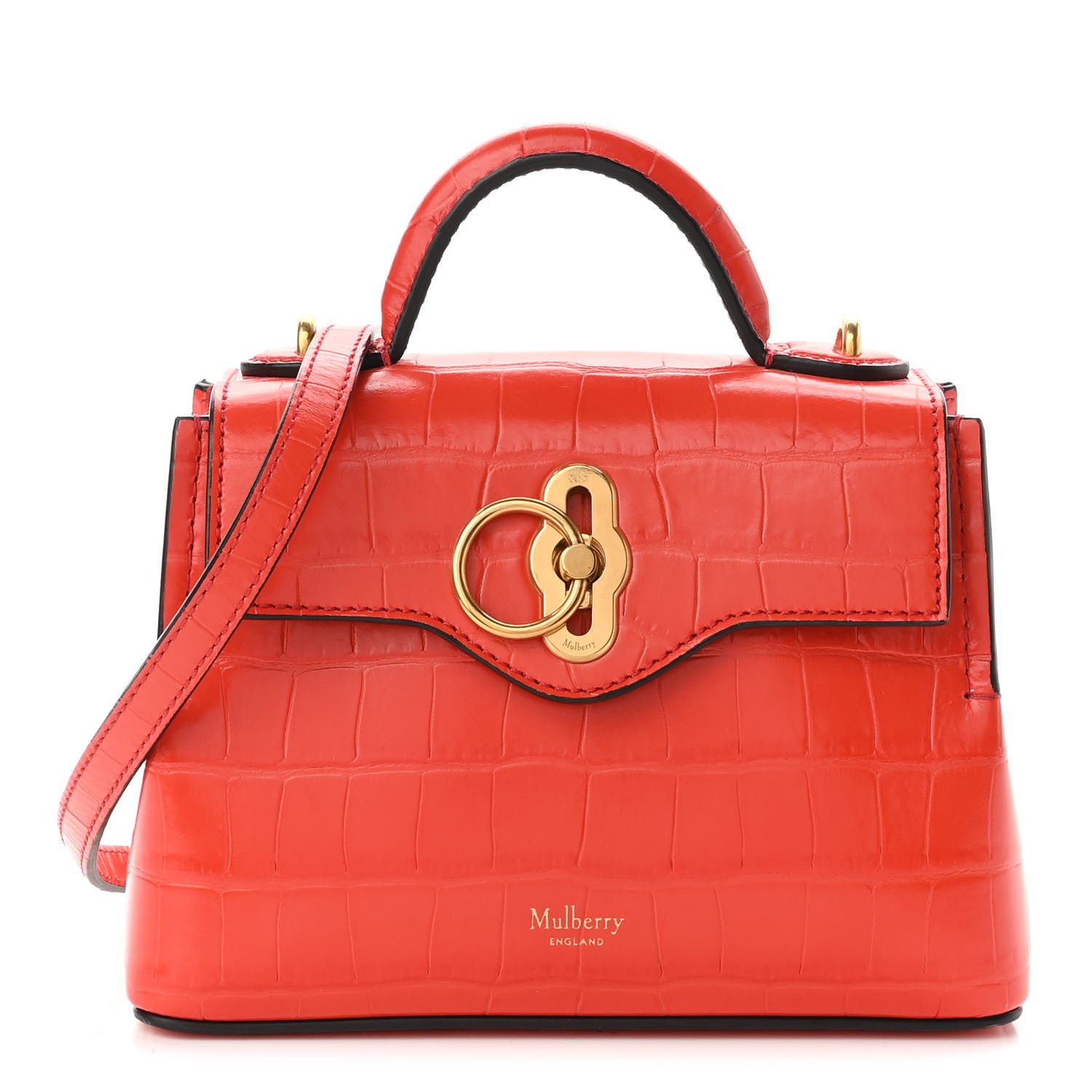 Mulberry Shiny Crocodile Embossed Micro Seaton Hibiscus Red 1 of 10