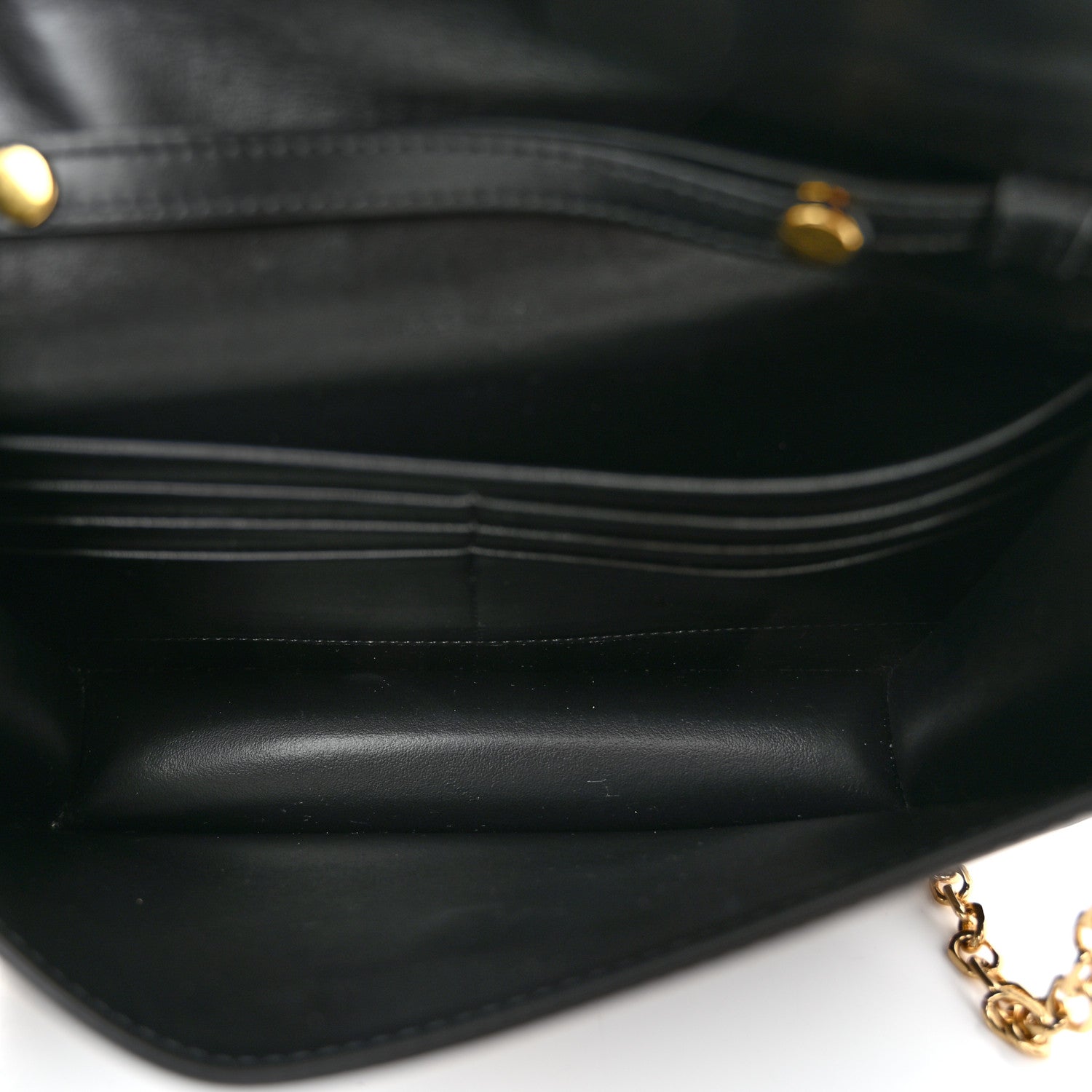 Celine Shiny Calfskin Triomphe Maillon Wallet on Chain Black 5 of 10