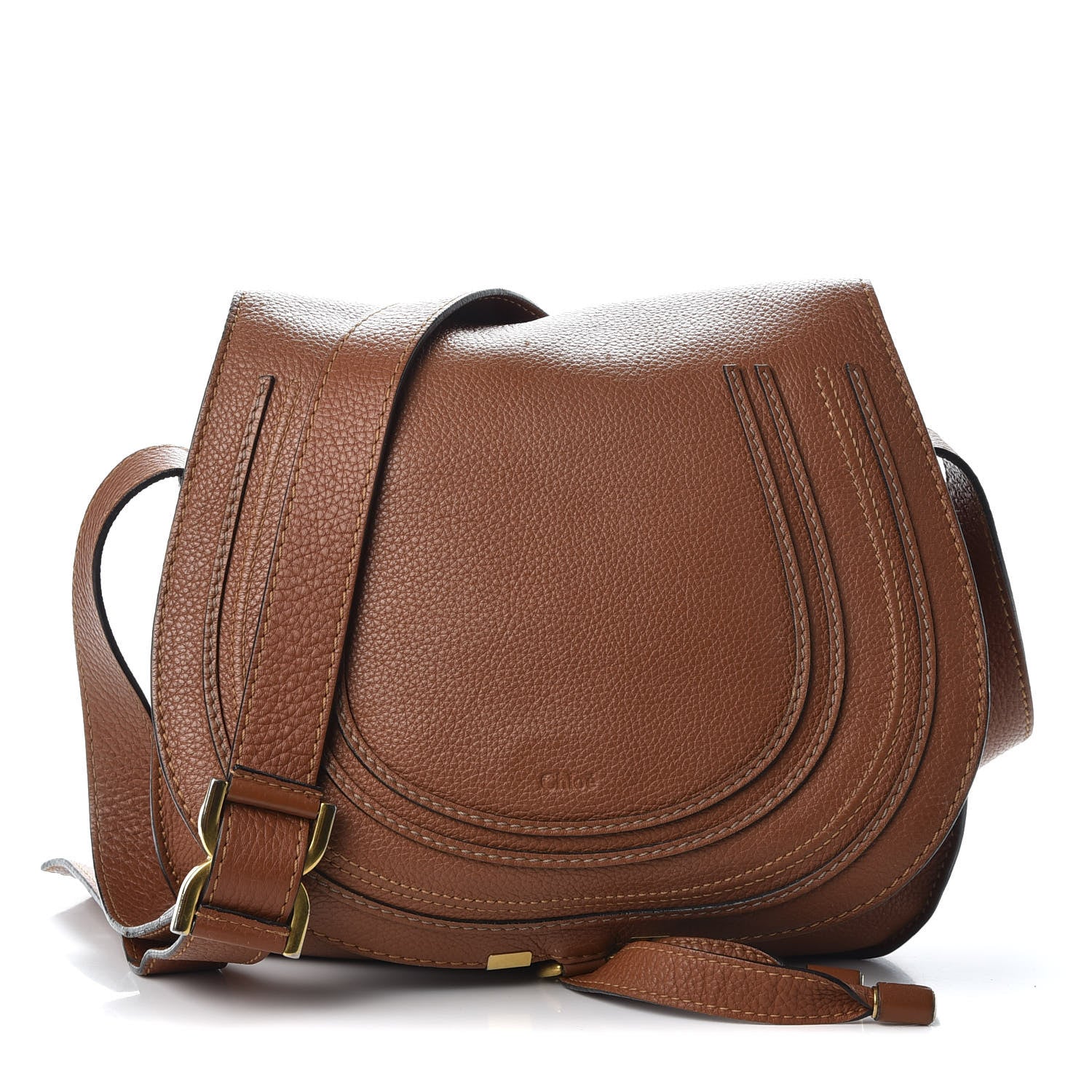 Chloe Calfskin Medium Marcie Round Crossbody Bag Tan 1 of 7