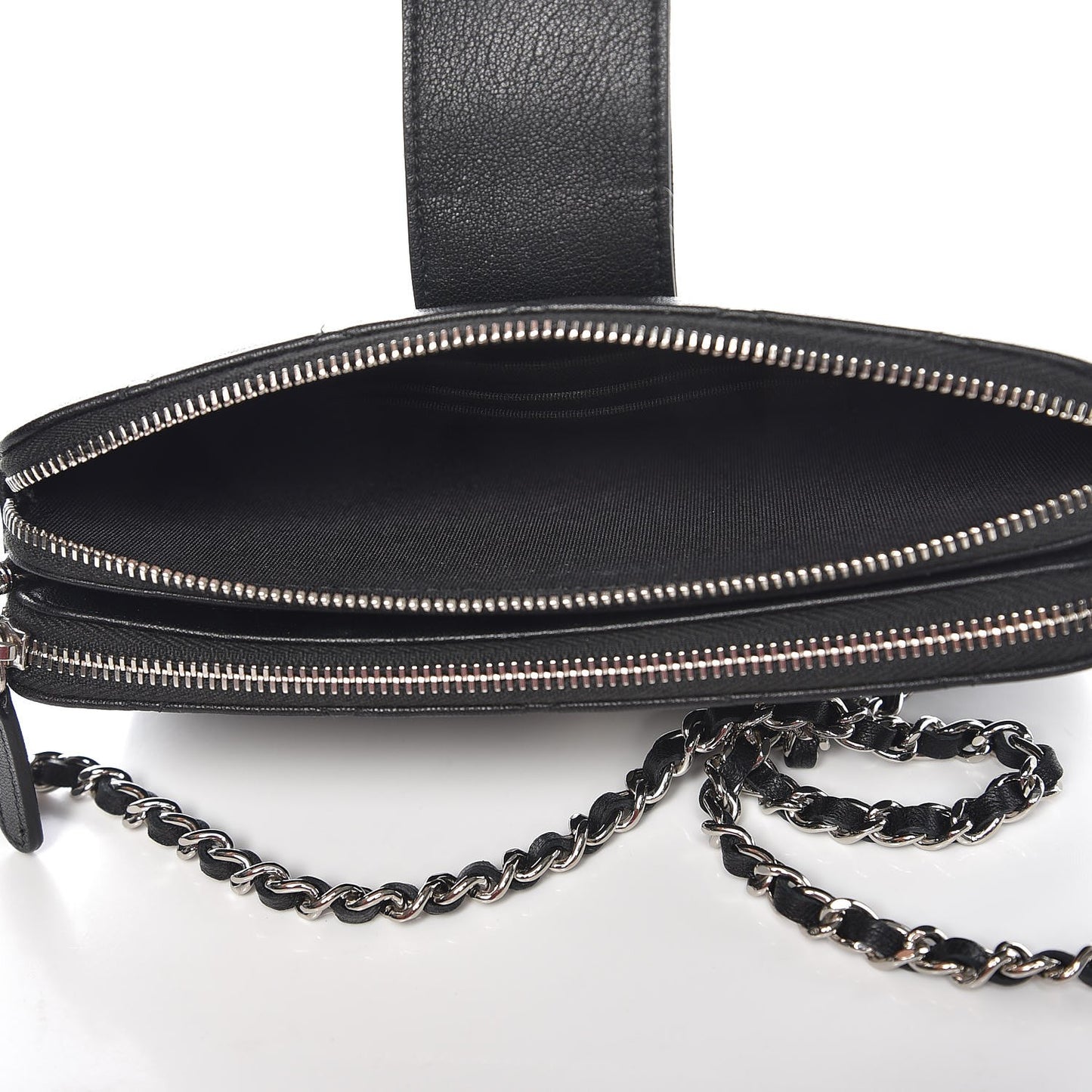 Caviar Quilted CC Box Clutch With Chain Black