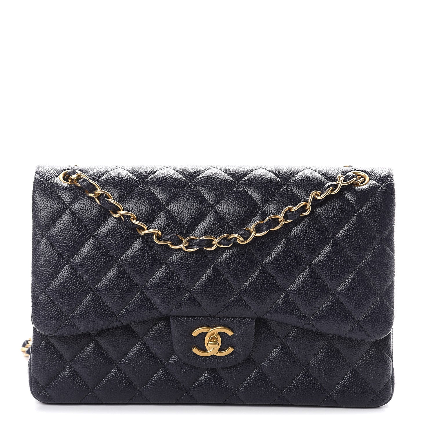 Chanel Caviar Quilted Jumbo Double Flap Navy Blue 1 of 8