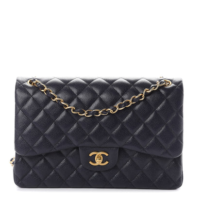 Chanel Caviar Quilted Jumbo Double Flap Navy Blue 1 of 8