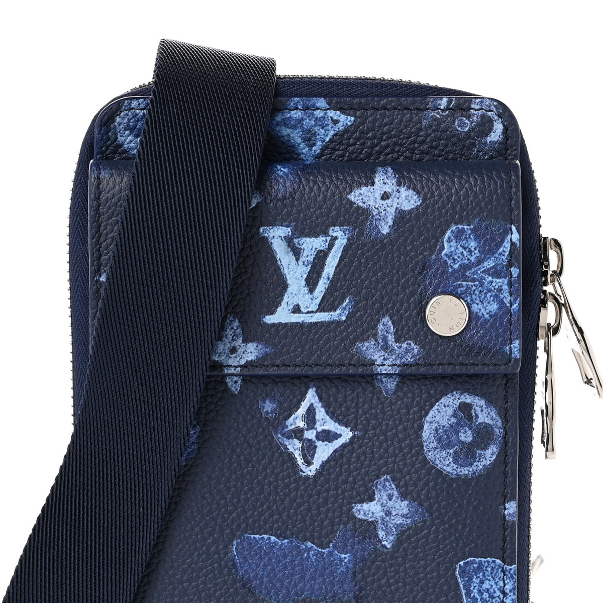 Monogram Ink Watercolor Phone Pouch Blue