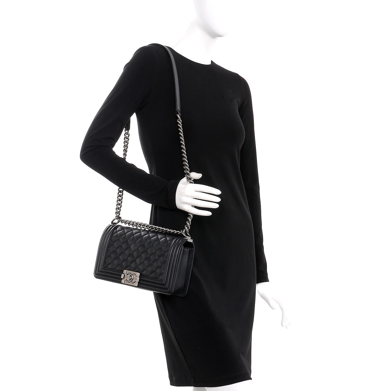 Chanel Calfskin Quilted Medium Boy Flap Black 2 of 9