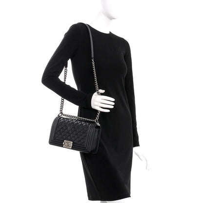 Chanel Calfskin Quilted Medium Boy Flap Black 2 of 9