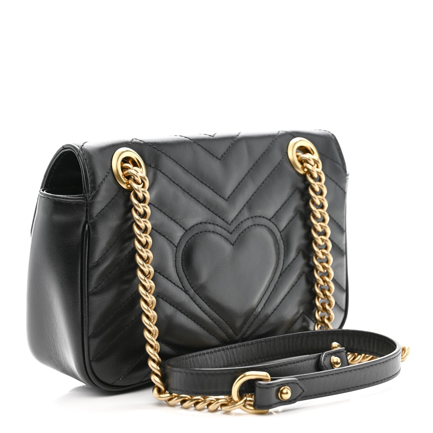Gucci Calfskin Matelasse Mini GG Marmont Shoulder Bag Black 3 of 14