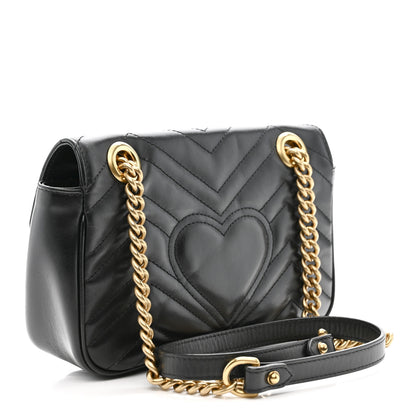 Gucci Calfskin Matelasse Mini GG Marmont Shoulder Bag Black 3 of 14