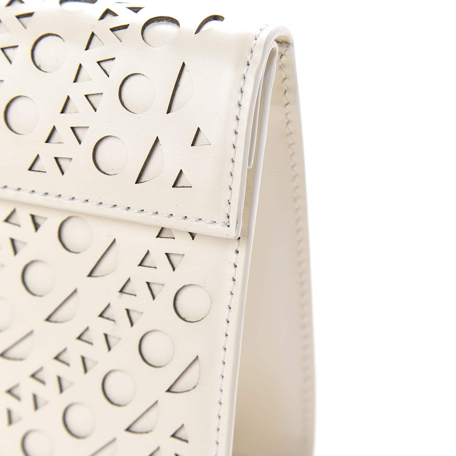 Alaia Calfskin Laser Cut Clutch White 9 of 11