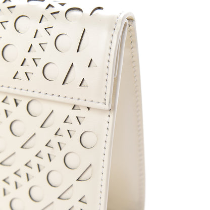 Alaia Calfskin Laser Cut Clutch White 9 of 11