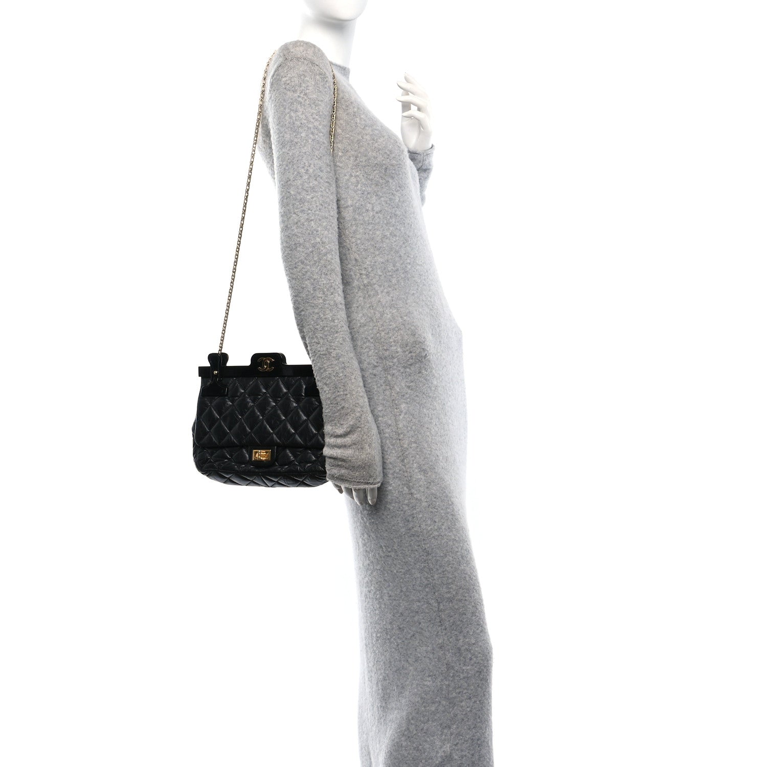 Chanel Aged Calfskin Quilted 2.55 Reissue 225 Hanger Flap Black 2 of 10