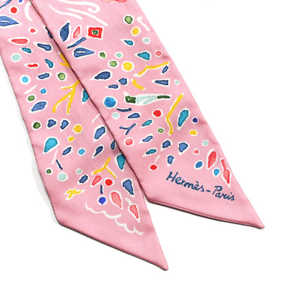 Hermes Silk Isola Di Primavera Twilly Rose Bleu Multicolor 2 of 4