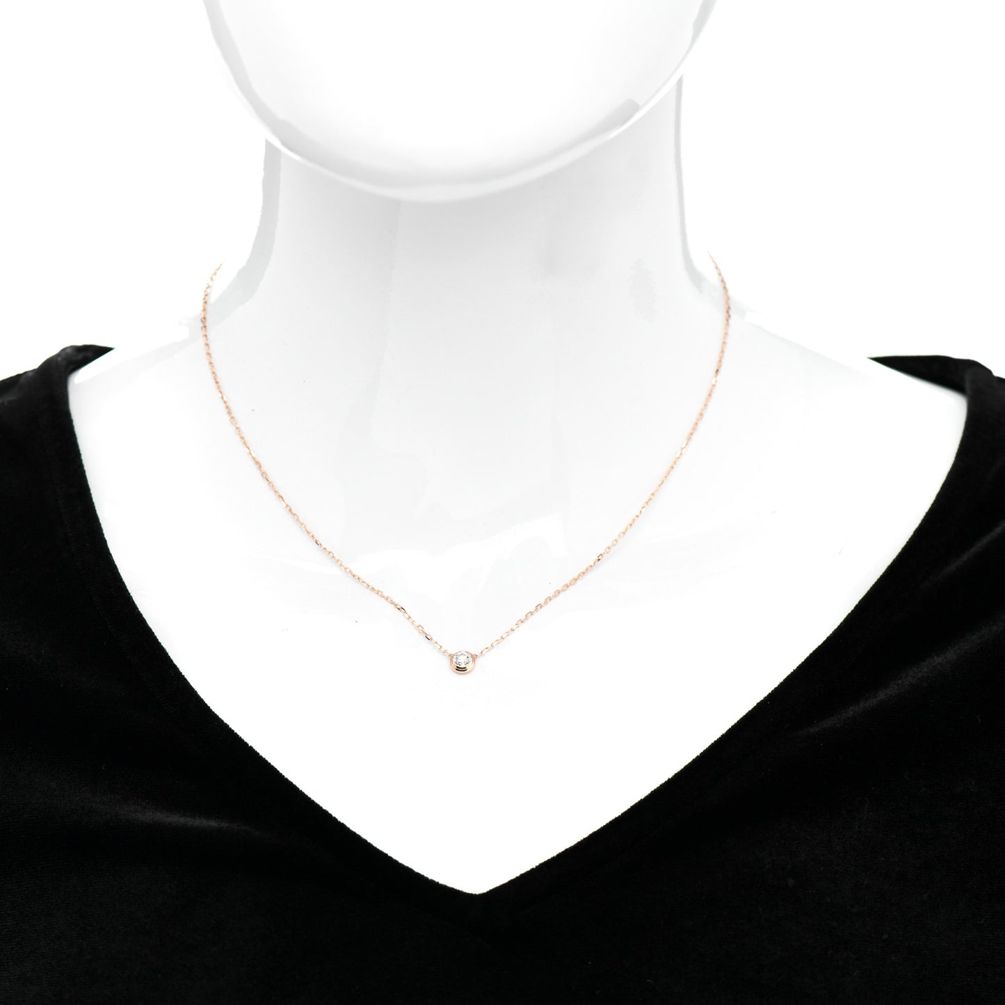 18K Pink Gold Diamond LM D'Amour Pendant Necklace