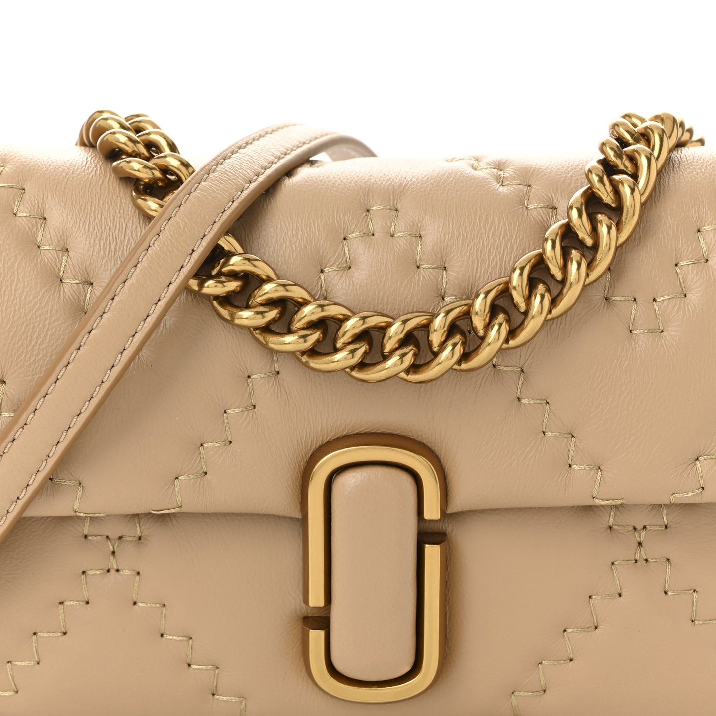 Lambskin Quilted J Marc Mini Shoulder Bag Camel