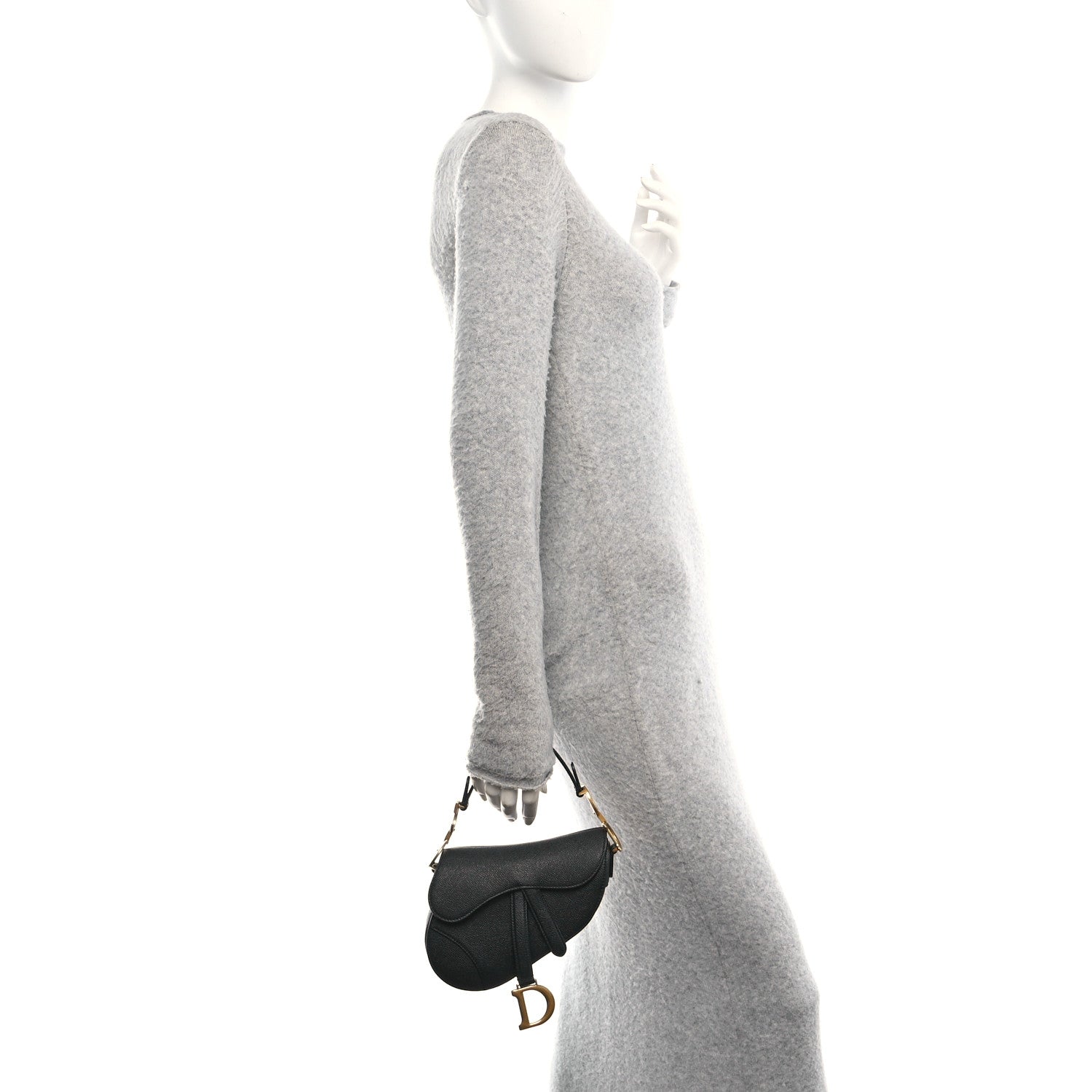 Christian Dior Grained Calfskin Mini Saddle Bag Black 2 of 10