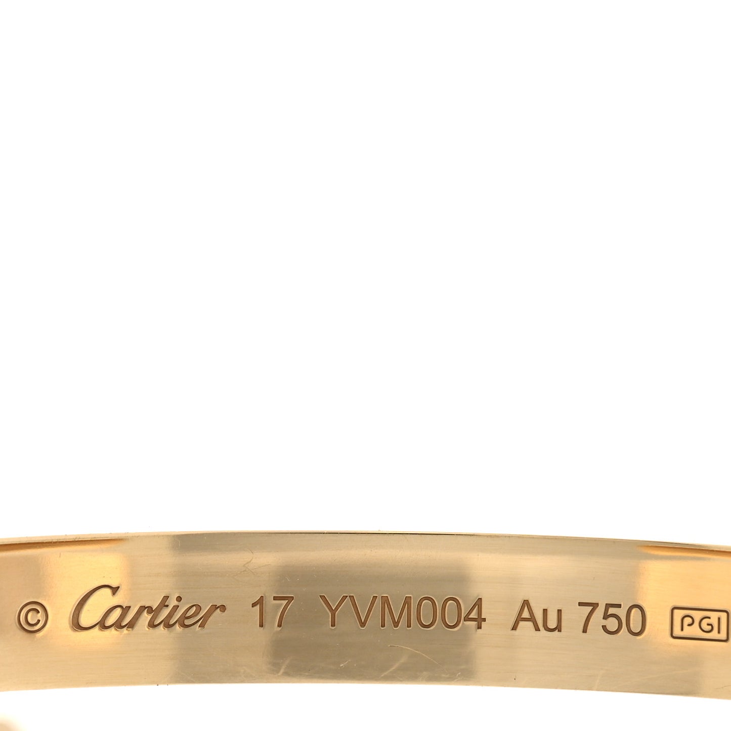 18K Yellow Gold LOVE Cuff Bracelet 17