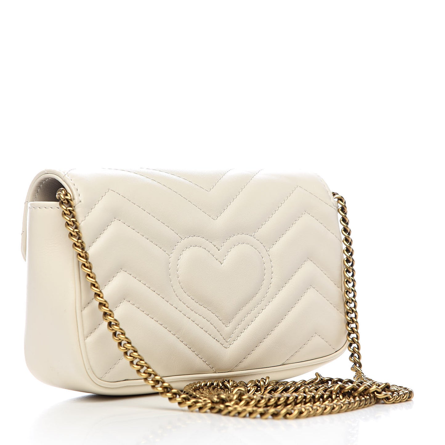 Calfskin Matelasse Super Mini GG Marmont Shoulder Bag White