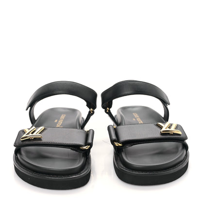 Louis Vuitton Lambskin Sunset Comfort Flat Sandal 39 Black 2 of 8