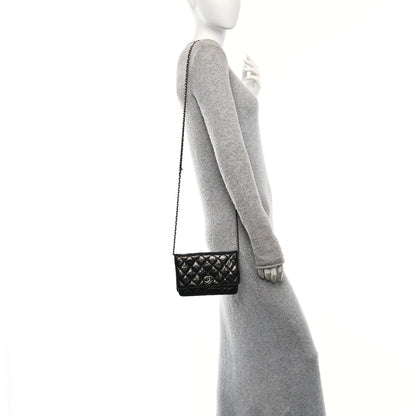 Chanel Patent Goatskin Quilted Paris Dallas Wallet On Chain WOC Black 2 of 10