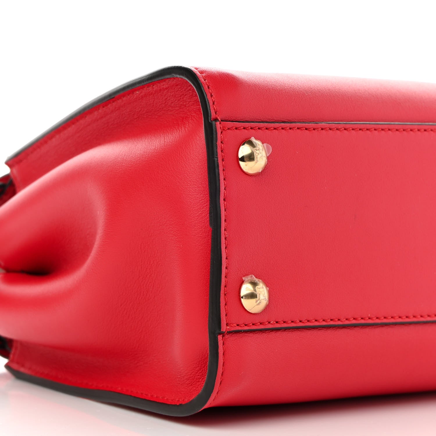 Fendi Vitello Seta Nabuk Pequin Mini Peekaboo Iconic Satchel Rosso Cardinale Tobacco Moro 10 of 11