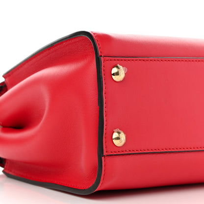 Fendi Vitello Seta Nabuk Pequin Mini Peekaboo Iconic Satchel Rosso Cardinale Tobacco Moro 10 of 11