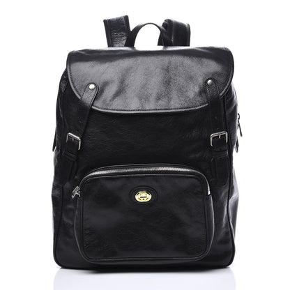 Gucci Fluffy Calfskin Mesh Nylon Medium Morpheus Double Buckle Backpack Black 1 of 9